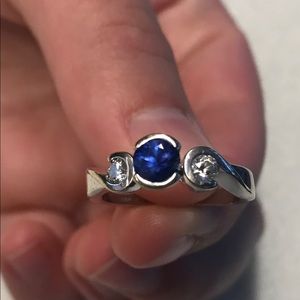Sapphire and diamond ring set.